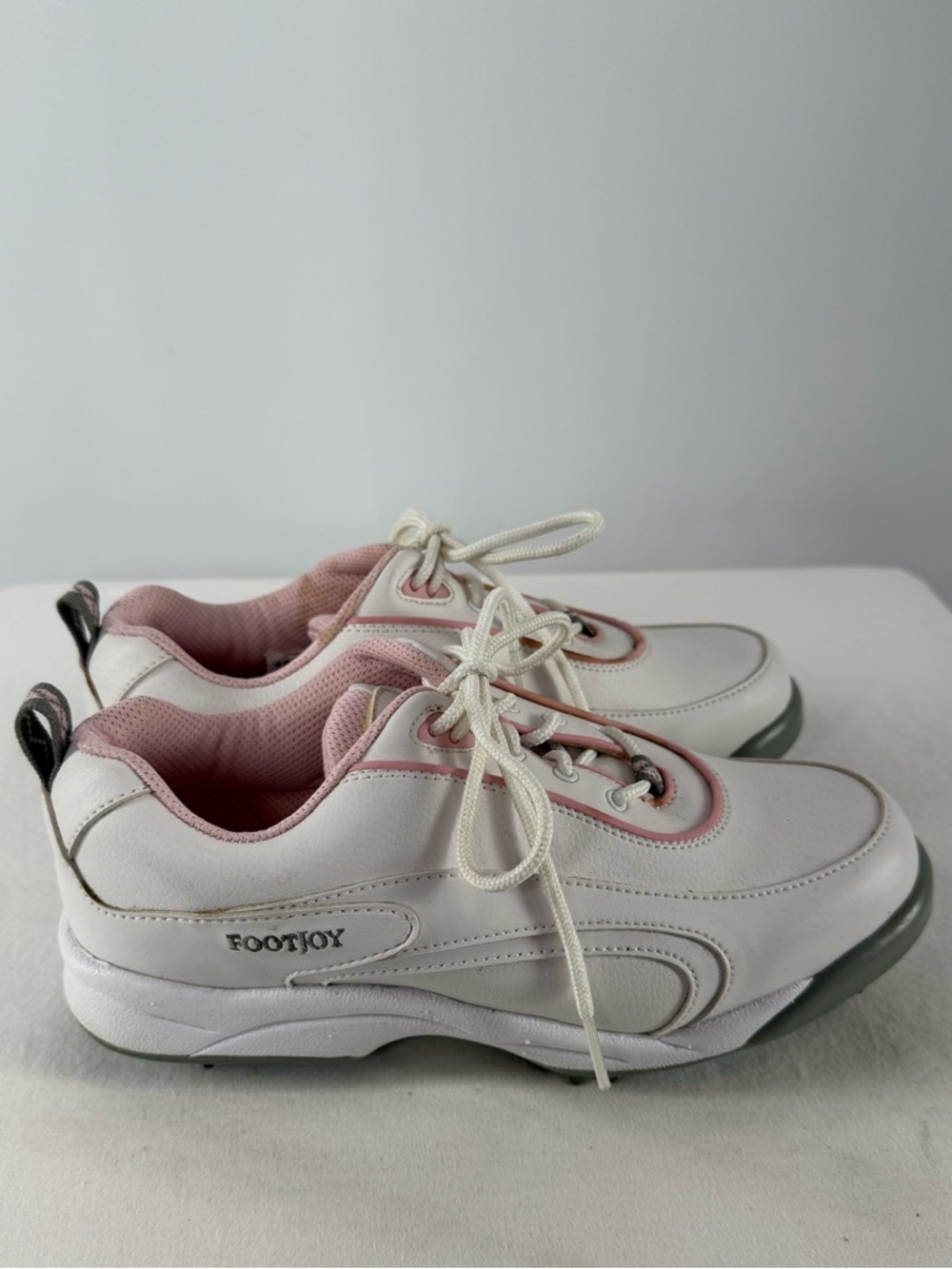 FootJoy GreenJoys Spiked Leather Golf Shoes in White Pink Size‎ 7 - Picture 4 of 8